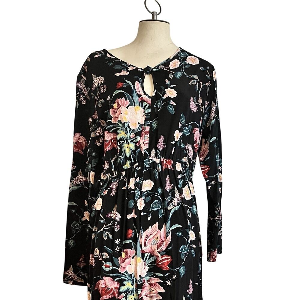 ASOS Maternity Dress Black Floral Peasant Keyhole Neck Maxi Dress NWT Size 6